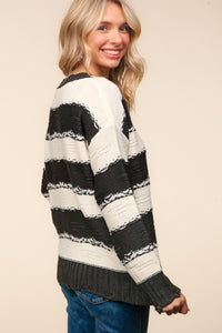 Haptics Striped Contrast Distressed Sweater - 1985 the VAULT Boutique