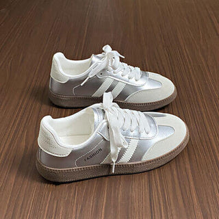 Side Striped Lace Up Round Toe Sneakers - 1985 the VAULT Boutique