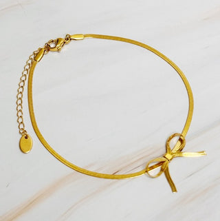 Herringbone Chain Bow Anklet - 1985 the VAULT Boutique