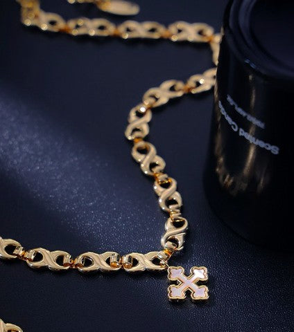 White Shell Cross Chain Necklace - 1985 the VAULT Boutique