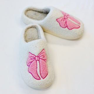 Pink Lounge Bow Cozy Slippers - 1985 the VAULT Boutique