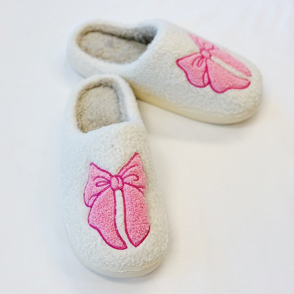 Pink Lounge Bow Cozy Slippers - 1985 the VAULT Boutique