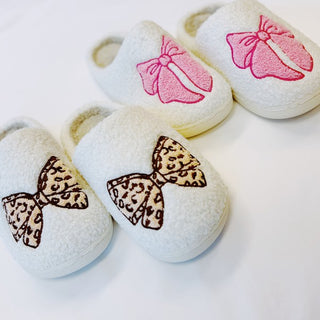 Pink Lounge Bow Cozy Slippers - 1985 the VAULT Boutique