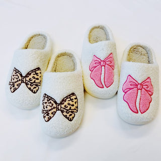 Pink Lounge Bow Cozy Slippers - 1985 the VAULT Boutique