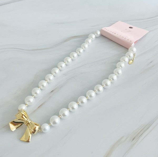 Bow And Pearls Necklace - 1985 the VAULT Boutique