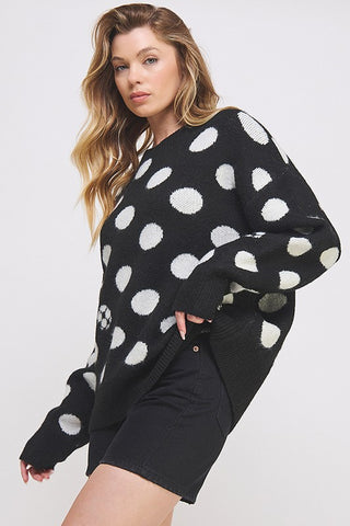 POLKA DOT/SOCCER BALL LONG SLEEVE KNIT SWEATER - 1985 the VAULT Boutique