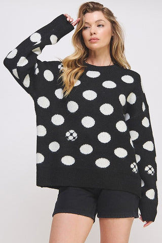 POLKA DOT/SOCCER BALL LONG SLEEVE KNIT SWEATER - 1985 the VAULT Boutique