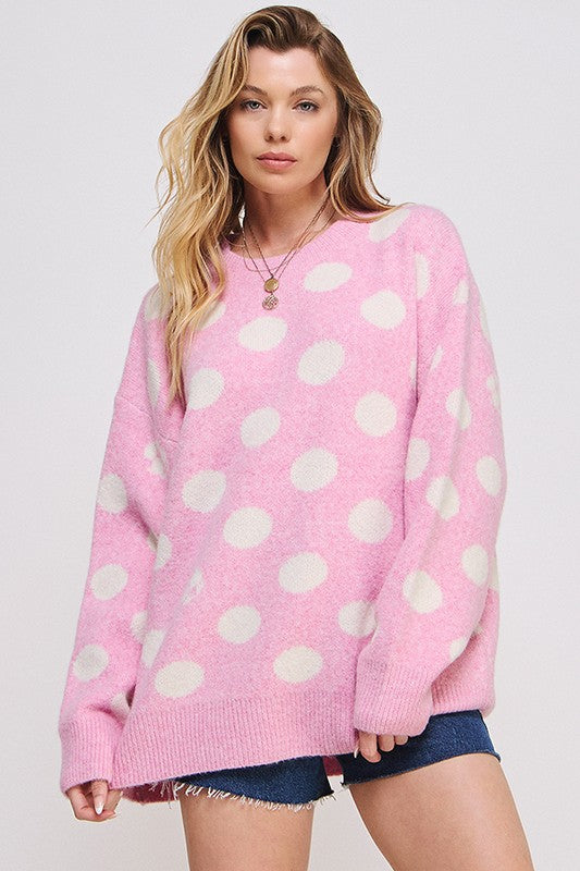 POLKA DOT/SOCCER BALL LONG SLEEVE KNIT SWEATER - 1985 the VAULT Boutique