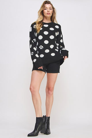 POLKA DOT/SOCCER BALL LONG SLEEVE KNIT SWEATER - 1985 the VAULT Boutique