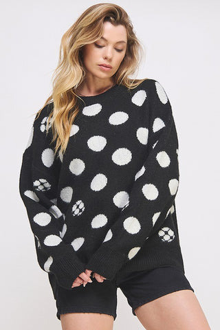 POLKA DOT/SOCCER BALL LONG SLEEVE KNIT SWEATER - 1985 the VAULT Boutique