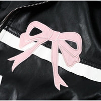 Faux Leather Bow Biker Jacket - 1985 the VAULT Boutique