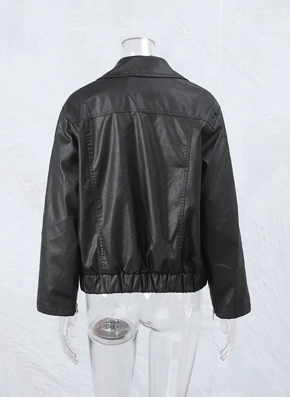 Faux Leather Bow Biker Jacket - 1985 the VAULT Boutique