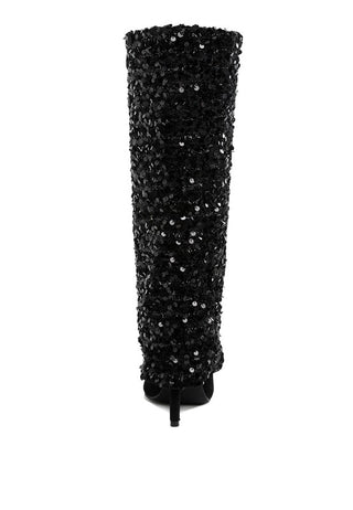 Sin City Sequinned Fold-Over Calf Boots - 1985 the VAULT Boutique