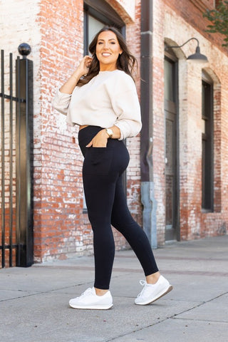 Black FULL LENGTH Leggings with POCKETS - 1985 the VAULT Boutique