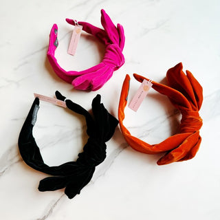 Structured Velvet Bow Headband - 1985 the VAULT Boutique