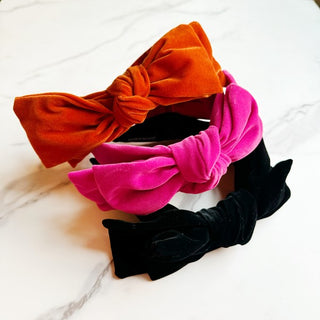 Structured Velvet Bow Headband - 1985 the VAULT Boutique