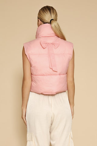 Bow Cropped Puffer Vest - 1985 the VAULT Boutique