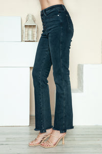 Judy Blue Full Size Button Fly Hem Destroy Straight Jeans - 1985 the VAULT Boutique