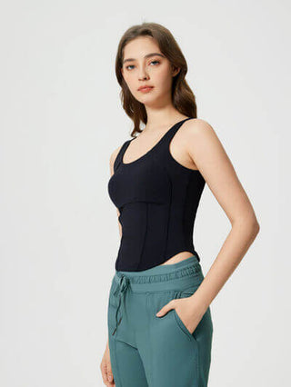 Millennia Round Neck Wide Strap Active Tank with Detachable Chest Pads - 1985 the VAULT Boutique