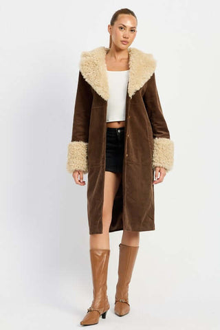 FAUX FUR MID TRENCH COAT - 1985 the VAULT Boutique