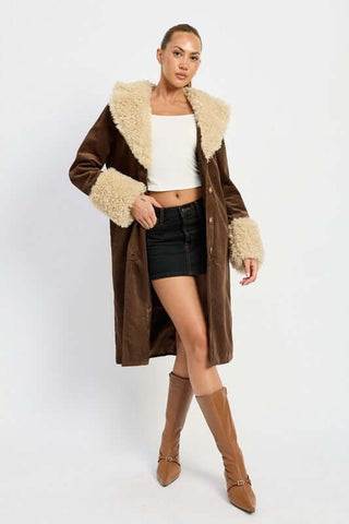 FAUX FUR MID TRENCH COAT - 1985 the VAULT Boutique