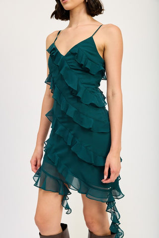 ASYMMETRICAL RUFFLE MINI DRESS - 1985 the VAULT Boutique