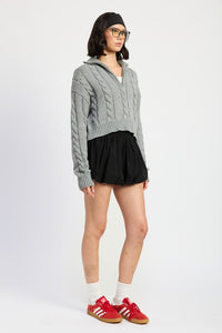 CABLE KNIT SWEATER WITH HALF ZIP - 1985 the VAULT Boutique