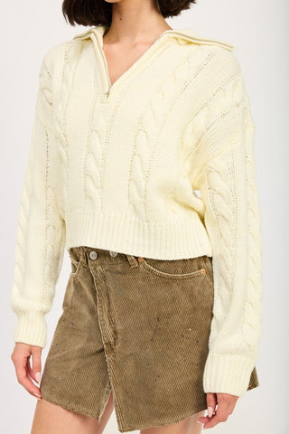 CABLE KNIT SWEATER WITH HALF ZIP - 1985 the VAULT Boutique