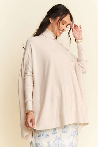 Davi & Dani High-Low Turtleneck Long Sleeve Knit Top - 1985 the VAULT Boutique