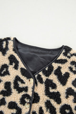 Leopard Print Sherpa Button Front Vest Coat - 1985 the VAULT Boutique