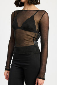 BOAT NECK METALLIC SHEER TOP - 1985 the VAULT Boutique