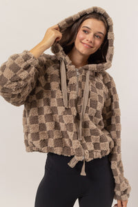 HYFVE Zip Up Sherpa Checkered Hooded Jacket - 1985 the VAULT Boutique