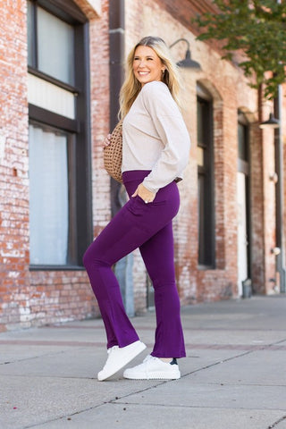 The Reese  Purple Flare Leggings - 1985 the VAULT Boutique