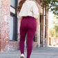 Maroon Full Length Leggings with Pockets - 1985 the VAULT Boutique