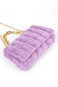 Quilted Faux Fur Chunky Chain Crossbody Bag - 1985 the VAULT Boutique