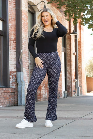 The Jennifer Plaid Bootcut Leggings - 1985 the VAULT Boutique