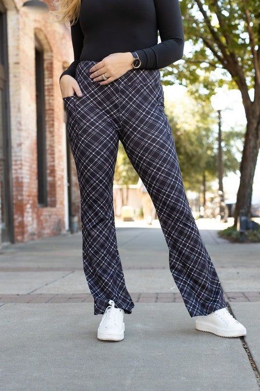 The Jennifer Plaid Bootcut Leggings - 1985 the VAULT Boutique