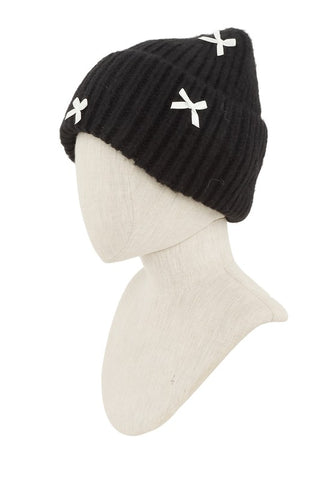 Mini Satin Ribbon Bow Beanie - 1985 the VAULT Boutique