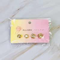 Bella Bezel Stud Earrings Set Of 2 - 1985 the VAULT Boutique