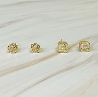 Bella Bezel Stud Earrings Set Of 2 - 1985 the VAULT Boutique