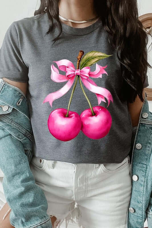 Cherry with Coquette Bow Graphic Tee - 1985 the VAULT Boutique