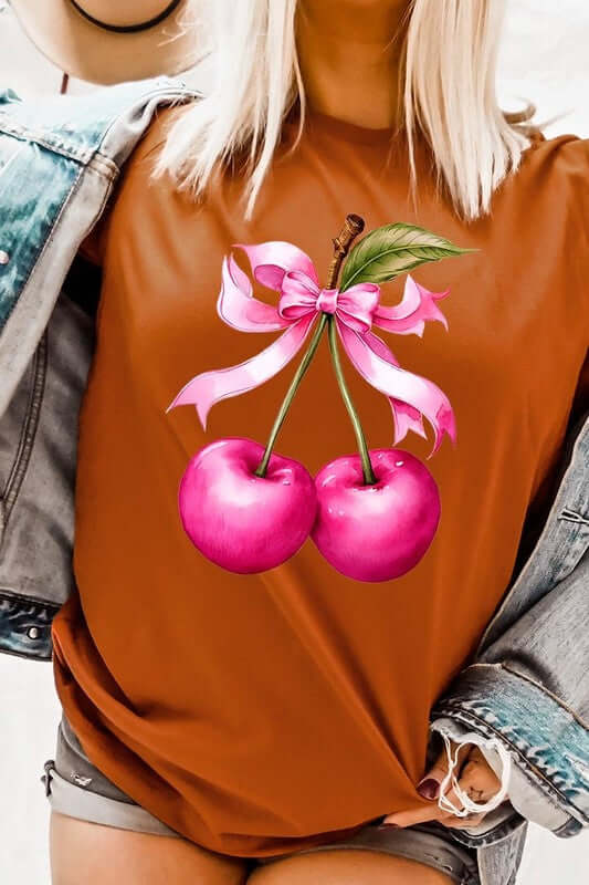 Cherry with Coquette Bow Graphic Tee - 1985 the VAULT Boutique