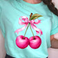 Cherry with Coquette Bow Graphic Tee - 1985 the VAULT Boutique