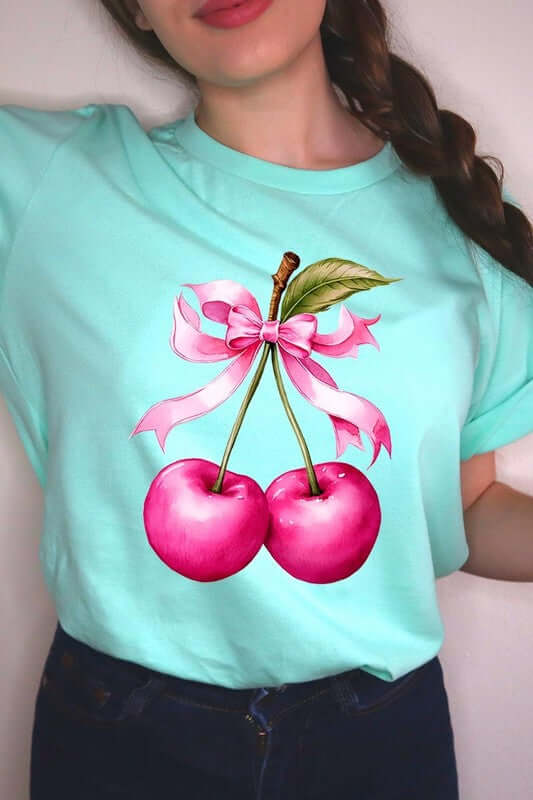 Cherry with Coquette Bow Graphic Tee - 1985 the VAULT Boutique