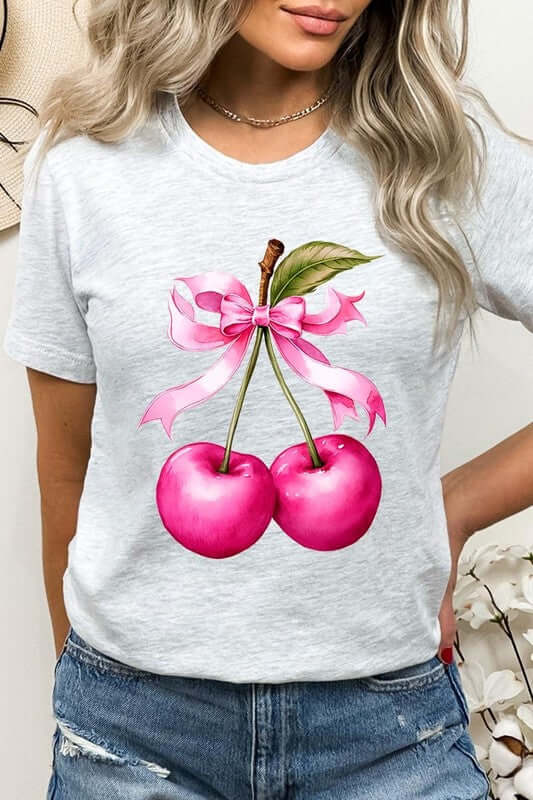 Cherry with Coquette Bow Graphic Tee - 1985 the VAULT Boutique