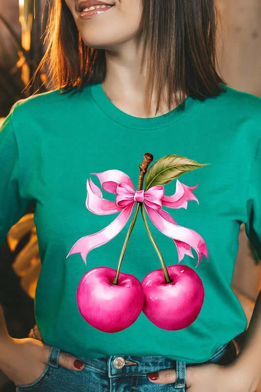 Cherry with Coquette Bow Graphic Tee - 1985 the VAULT Boutique