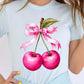 Cherry with Coquette Bow Graphic Tee - 1985 the VAULT Boutique