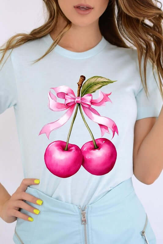 Cherry with Coquette Bow Graphic Tee - 1985 the VAULT Boutique