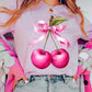 Cherry with Coquette Bow Graphic Tee - 1985 the VAULT Boutique
