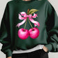 Cherry with Coquette Bow Graphic Fleece Sweatshirt - 1985 the VAULT Boutique